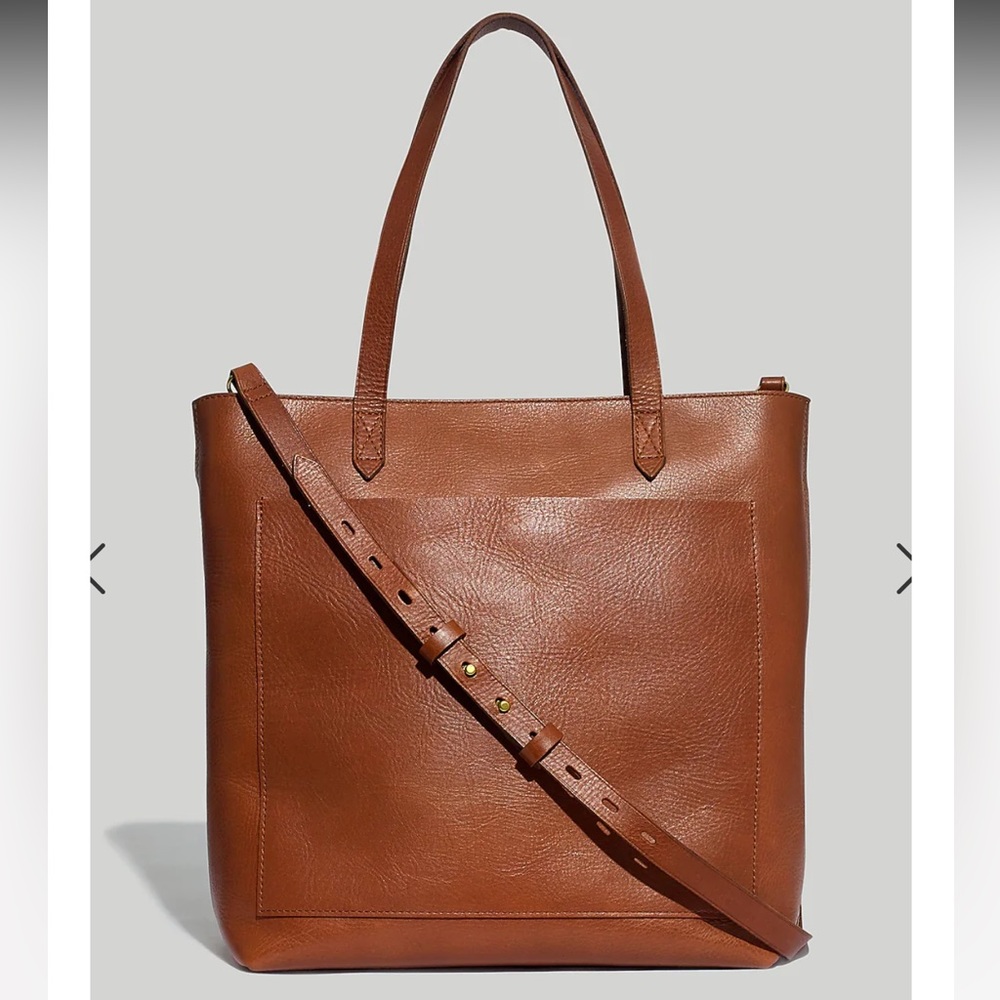 Madewell The Zip-Top Medium Brown Leather Transport Tote NWT